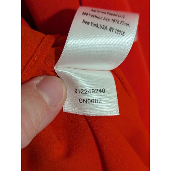 Adrianna Papell Sleeveless Asymmetrical Front Drape Crepe Shift Dress Orange - Picture 6 of 6